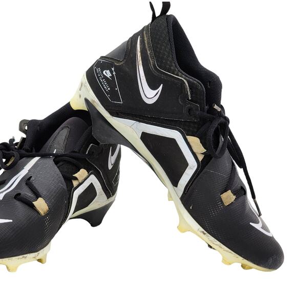 Nike Alpha Mens 11.5 Football Cleats Black White Agility Lock In Containment - Picture 1 of 16